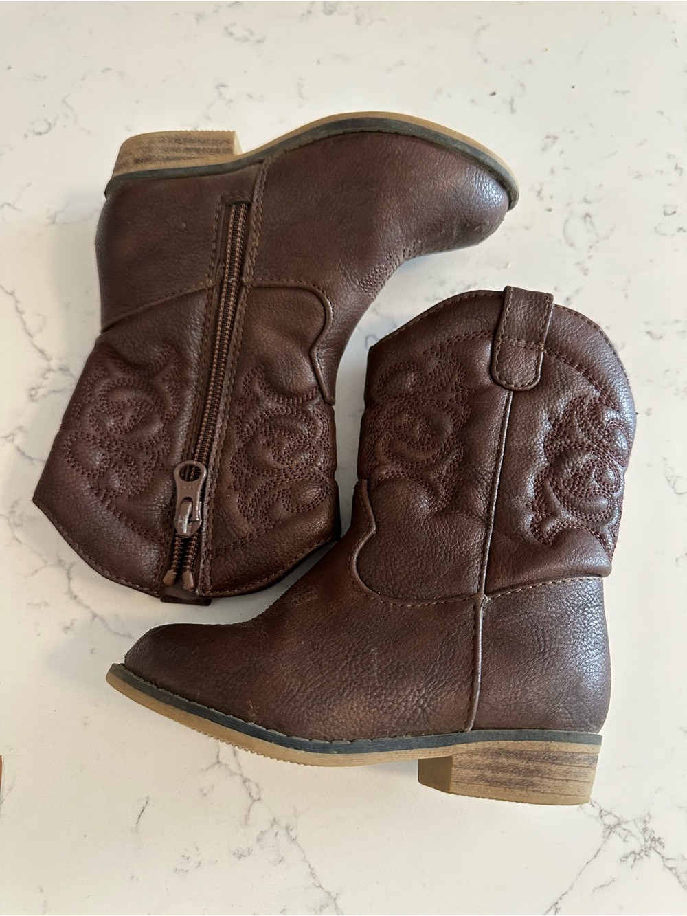 Cat & Jack Little Toddler Brown Embroidered Western Boots 7T